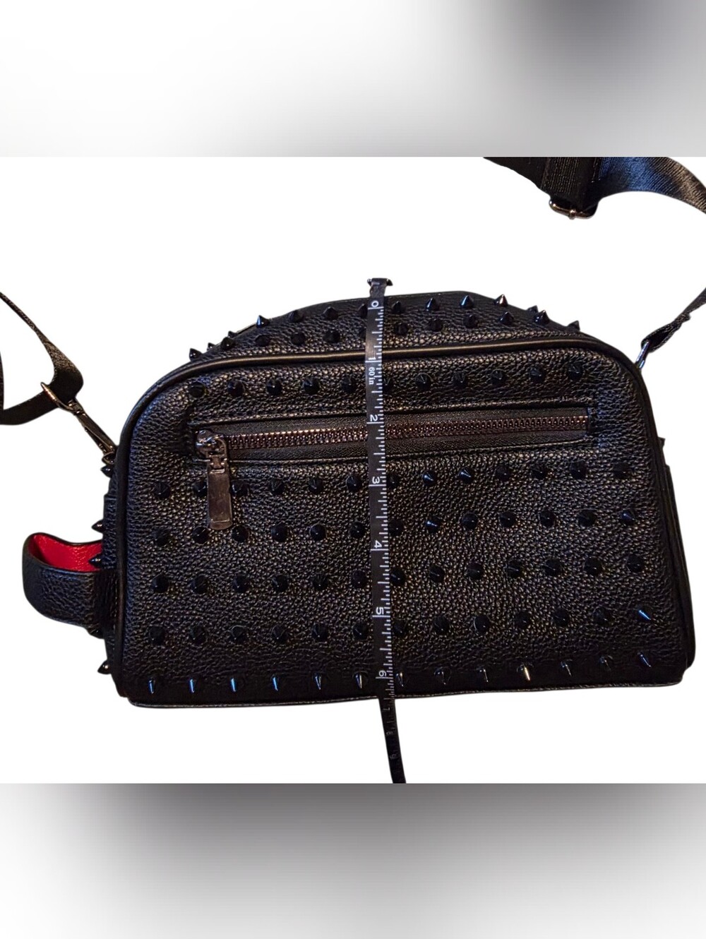New Black And Red  Studded Crossbody Sling Bag Unisex - Picture 4 of 7